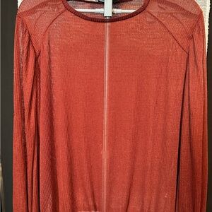 Rust Red Sheer Long Sleeve Top